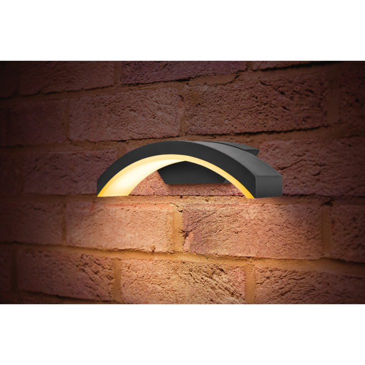 Integral Led Grey Led Curve Wall Light - IP54 - 3000K