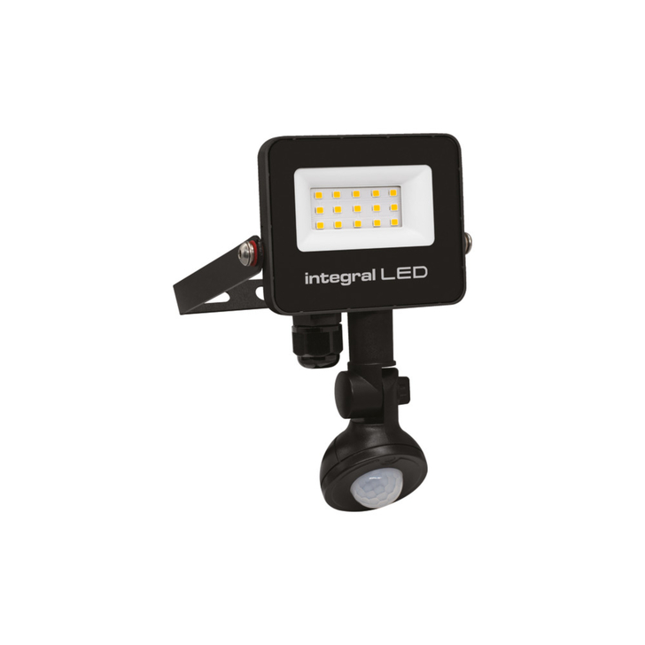 Integral Led Super Slim 2 10W Cool White Led Flood Light With Pir - IP67 - 4000K