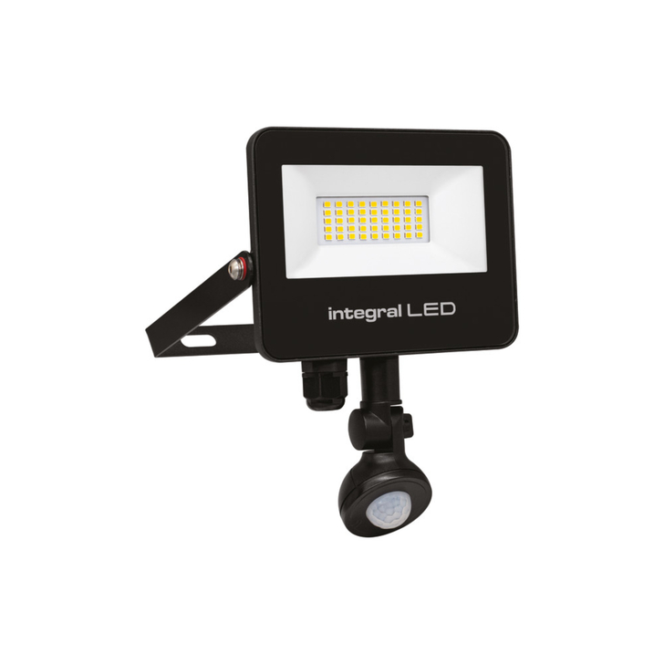 Integral Led Super Slim 2 30W Cool White Led Flood Light With Pir - IP67 - 4000K