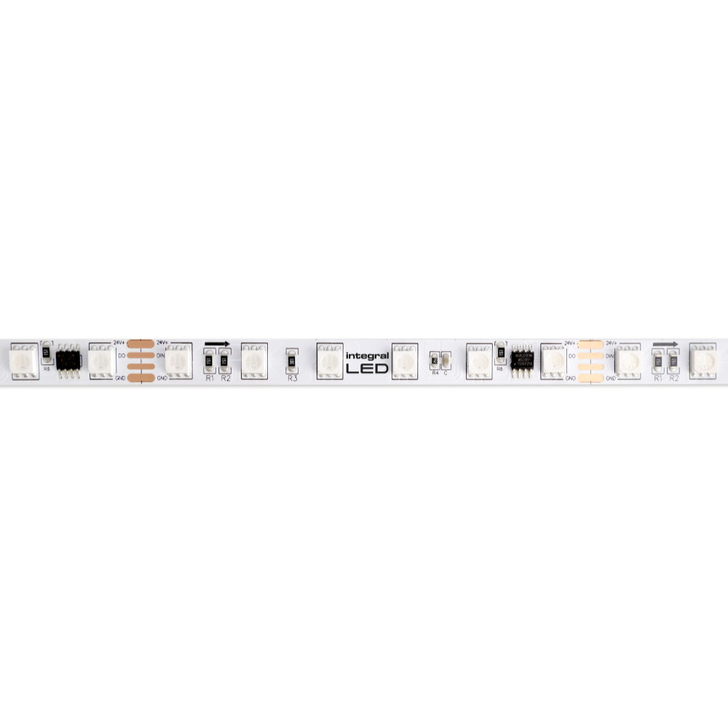 Integral RGB Core Splash Proof Digital Chasing 11W Per Metre Colour Change Led Strip 10MM 5 Metre Roll - 24V - IP65