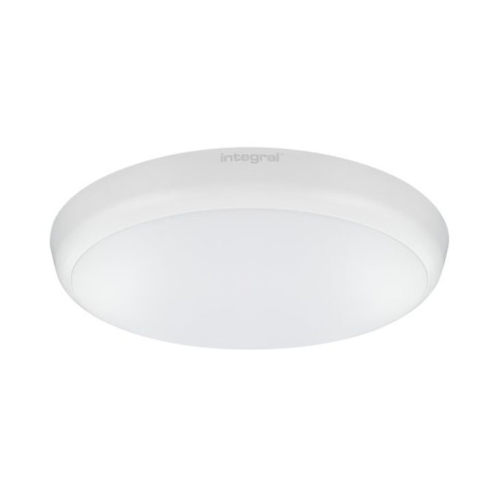 Integral Slimline Round 250mm 12W White Emergency 3 Hour Led Bulkhead Light - Non-Dimmable - 4000K - IP65