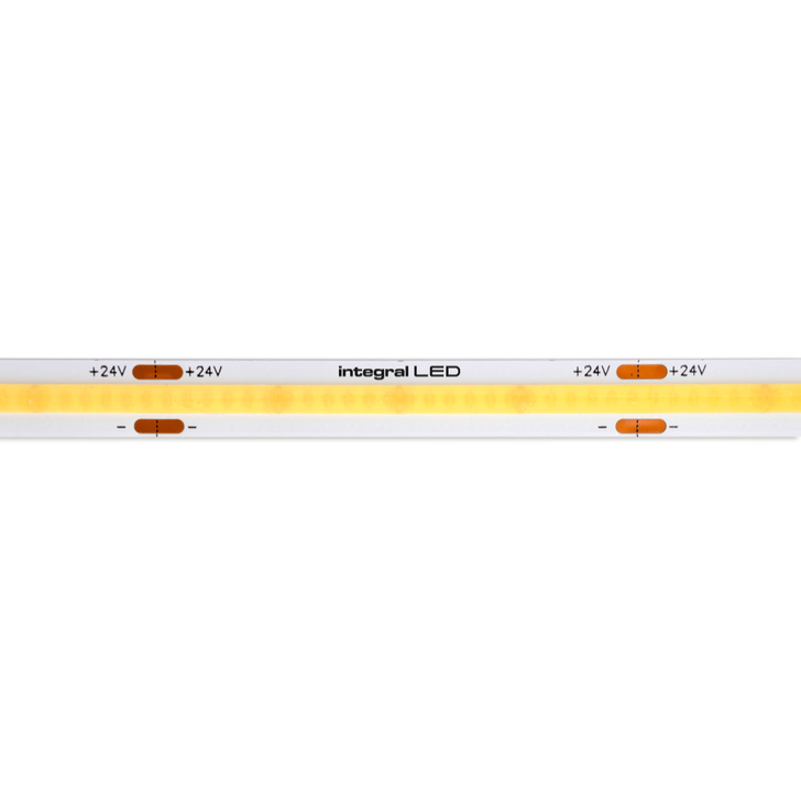 Integral Splash Proof Premium Ambient Light Light 3000K 6 Watt Per Metre 8MM Warm White 50 Metre Roll Led Strip - 24V - IP65
