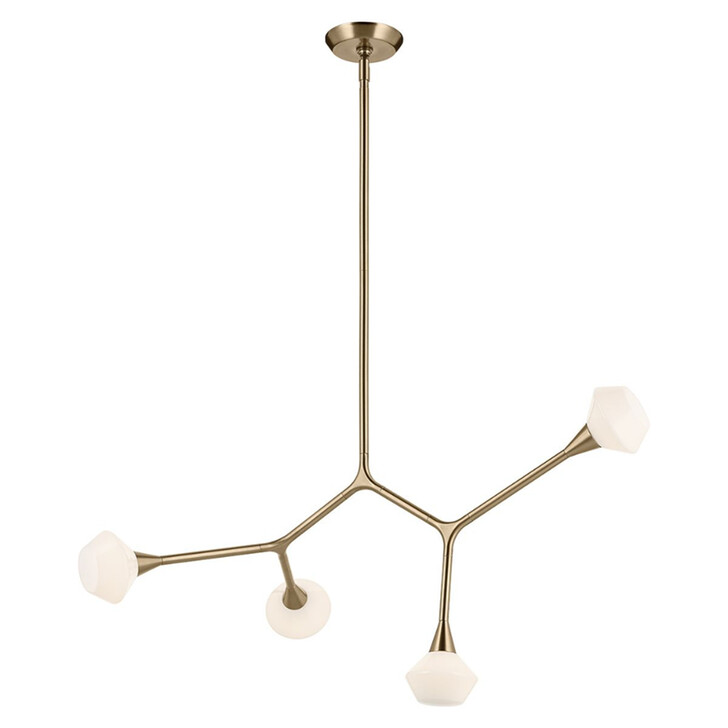 Kichler Cassius Champagne Gold Adjustable 4 Light Pendant Light Complete With Opal Glasses