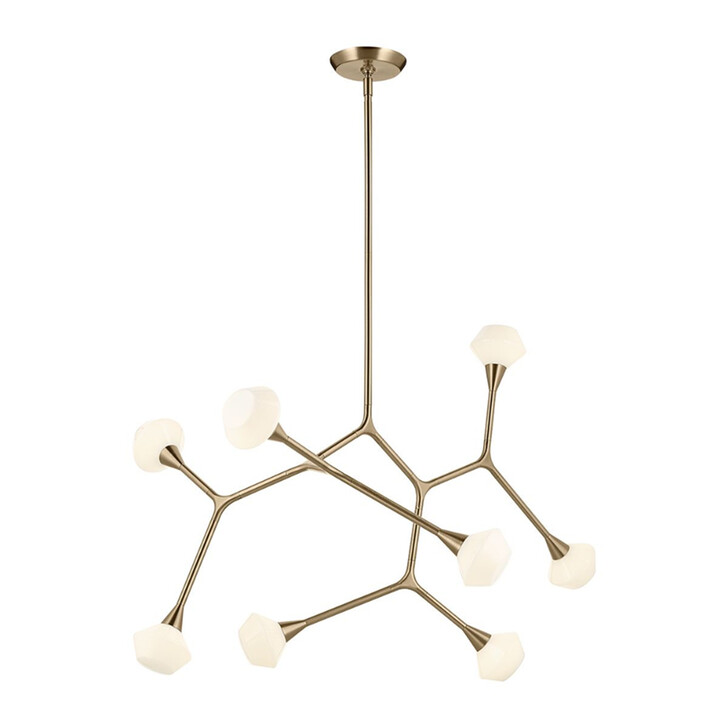 Kichler Cassius Champagne Gold Adjustable 8 Light Pendant Light Complete With Opal Glasses
