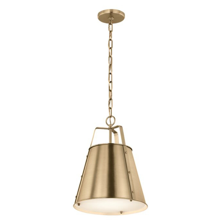Kichler Etcher Black Medium Champagne Bronze Pendant Light Complete With White Etched Glass Diffuser
