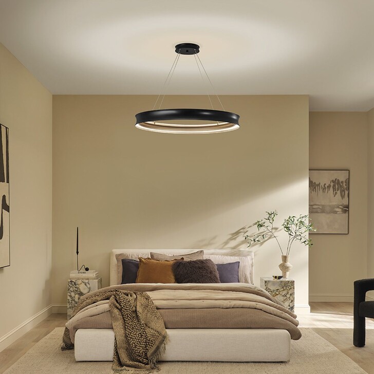 Kichler Larousse Black And Brass Large Dimmable Led Ring Pendant Light - 3000K