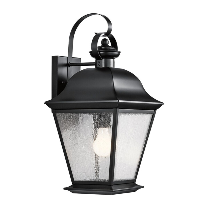 Kichler Mount Vernon Large Black Outdoor Wall Lantern Complete With Clear Seedy Glass - IP44