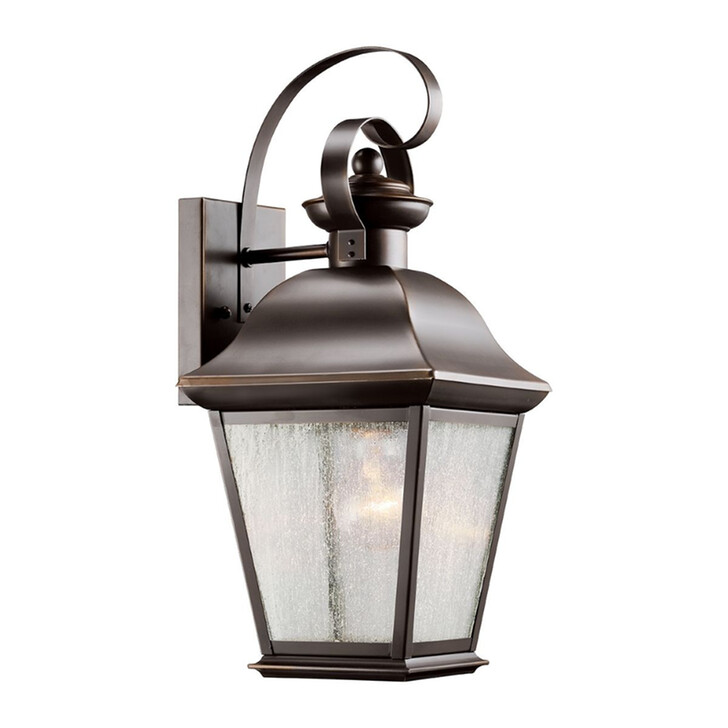 Kichler Mount Vernon Medium Olde Bronze Finish Outdoor Wall Lantern Complete With Clear Seedy Glass - IP44