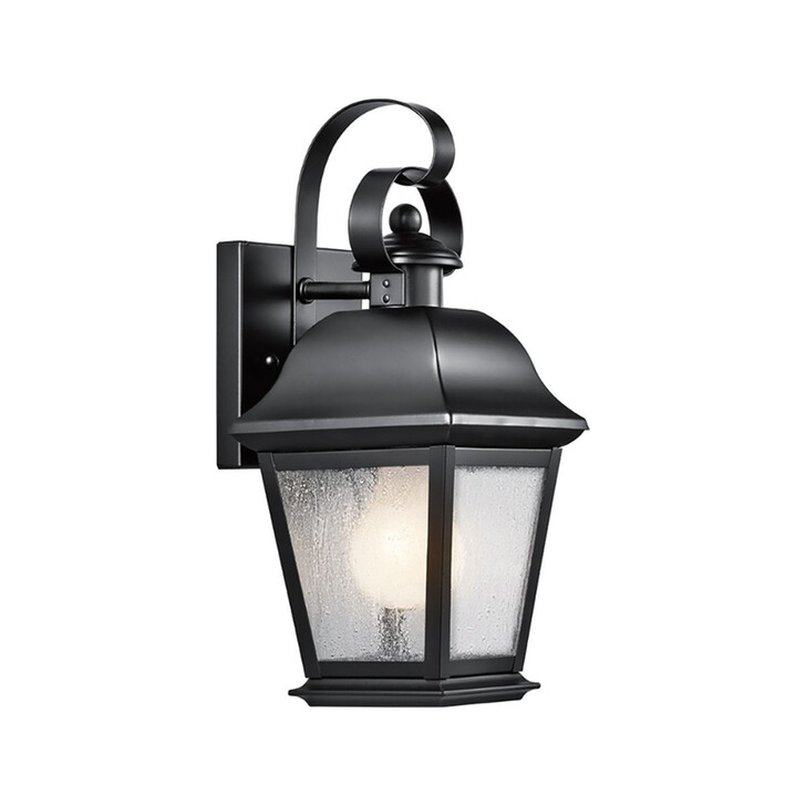 Kichler Mount Vernon Small Black Outdoor Wall Lantern Complete With Clear Seedy Glass - IP44