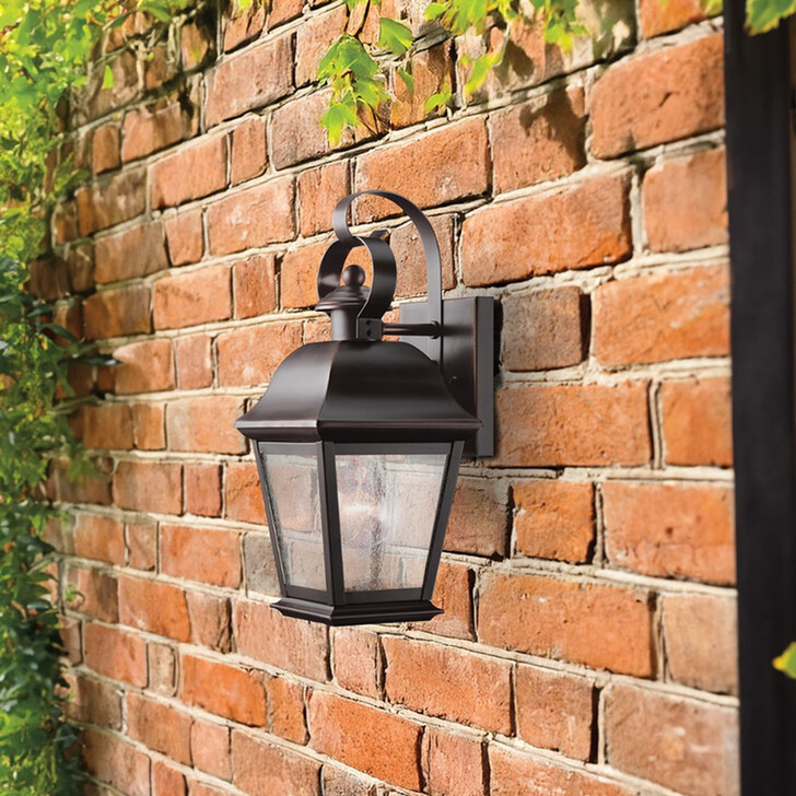 Kichler Mount Vernon Small Olde Bronze Finish Outdoor Wall Lantern Complete With Clear Seedy Glass - IP44