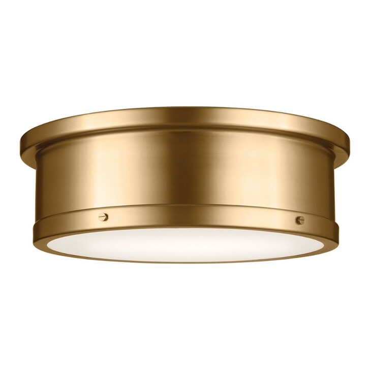 Kichler Serca Brushed Natural Brass Large Flush 3 Light Ceiling Light