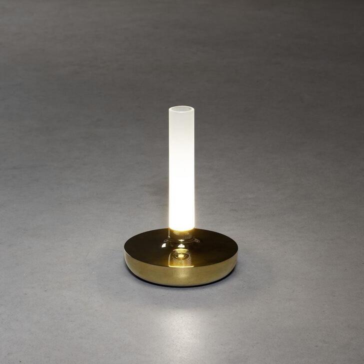 Konstsmide Biarritz Gold Outdoor Portable Usb Table Lamp With Frosted Glass - IP54 - 1800K/3000K/4000K