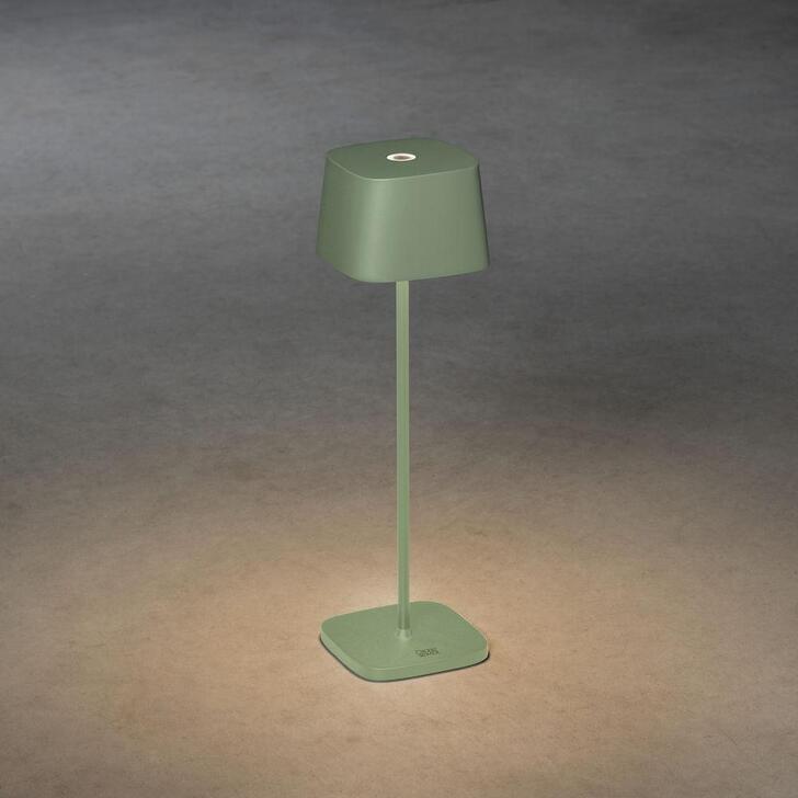 Konstsmide Capri Green/Grey Exterior Usb Portable Outdoor Table Lamp - IP54 - 2700K/3000K