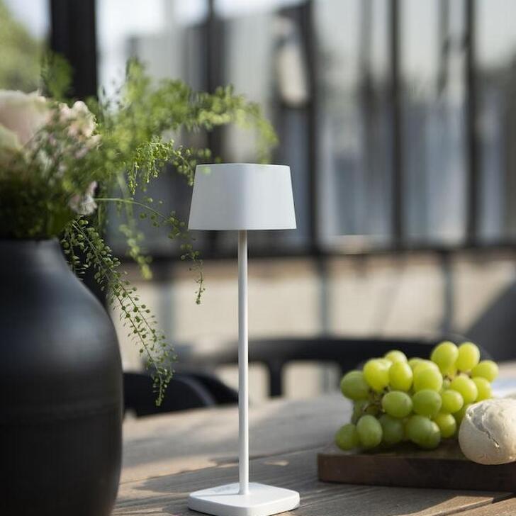 Konstsmide Capri Mini Usb Outdoor Portable Desk Lamp In White - IP54 - 2200K/3000K