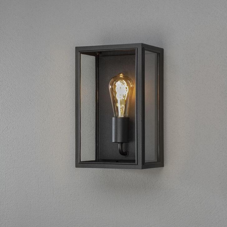 Konstsmide Carpi 7347 Matt Black Exterior Wall Light With Clear Glass Panels