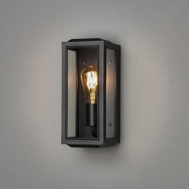 Konstsmide Carpi 7348 Matt Black Exterior Wall Light With Clear Glass Panels