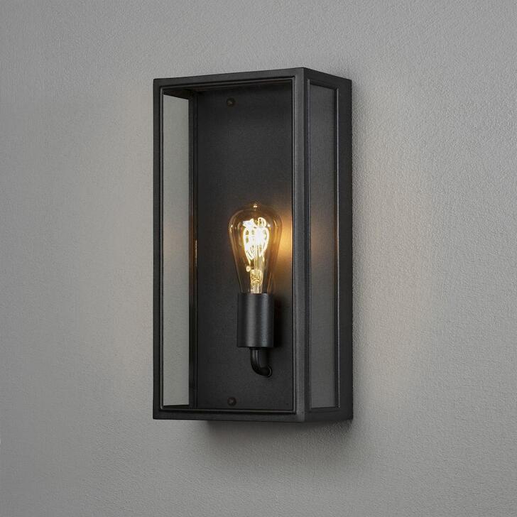 Konstsmide Carpi 7349 Matt Black Exterior Wall Light With Clear Glass Panels