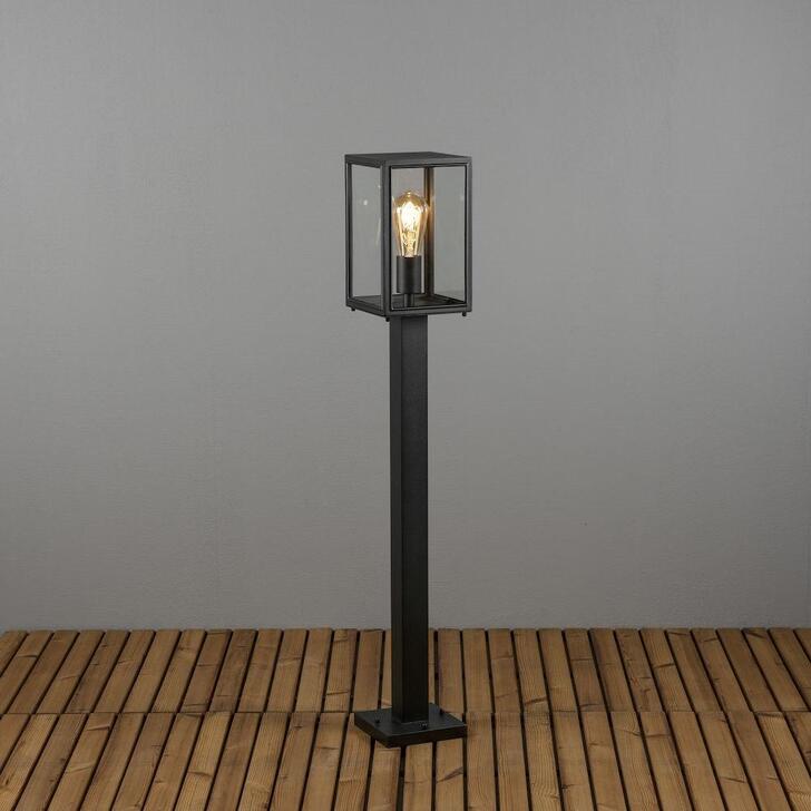 Konstsmide Carpi 7350 Matt Black Exterior Post Lamp With Clear Glass Panels