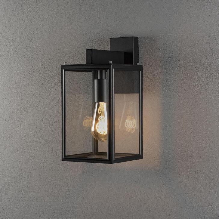 Konstsmide Carpi 7352 Matt Black Exterior Wall Light With Clear Glass Panels