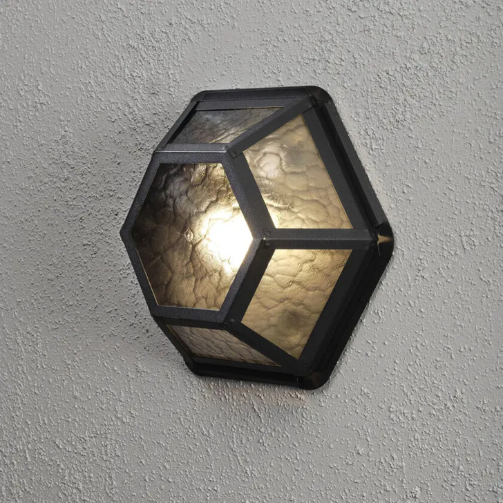 Konstsmide Castor Matt Black Flush Outdoor Light Suitable For Ceiling Or Wall Installation - IP23