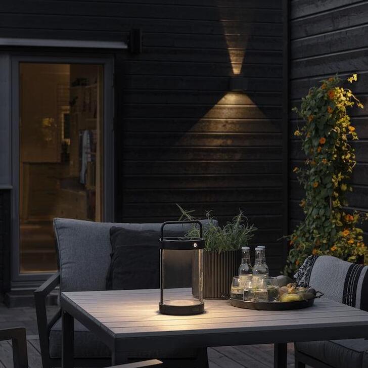 Konstsmide Crotone Black Cylindrical Usb Portable Outdoor Table Lamp - IP54 - 2700K/3000K