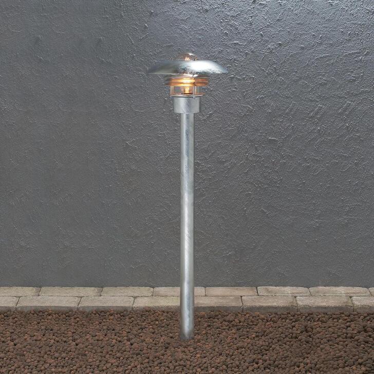 Konstsmide Modena Galvanisted Steel Exterior Post Lamp Complete With Clear Glass