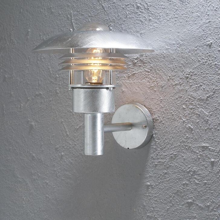 Konstsmide Modena Galvanisted Steel Exterior Wall Light Complete With Clear Glass