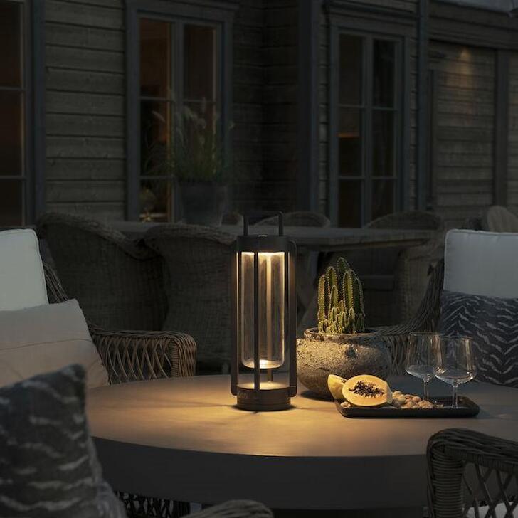 Konstsmide Otranto Black Cylindrical Usb Portable Outdoor Table Lamp - IP54 - 2700K/3000K