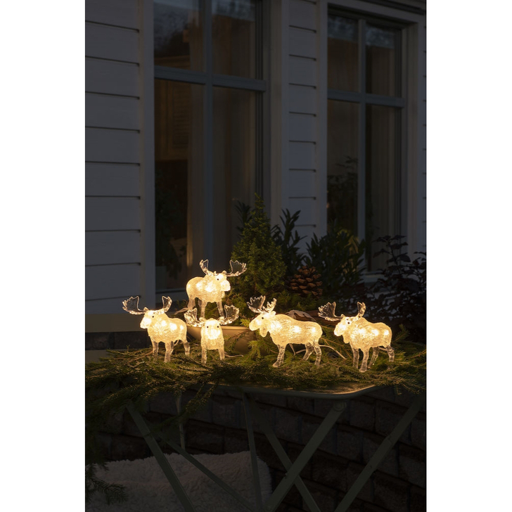 Konstsmide Outdoor 5 Piece Moose Set (13cm Each) In Warm White Complete With Transformer