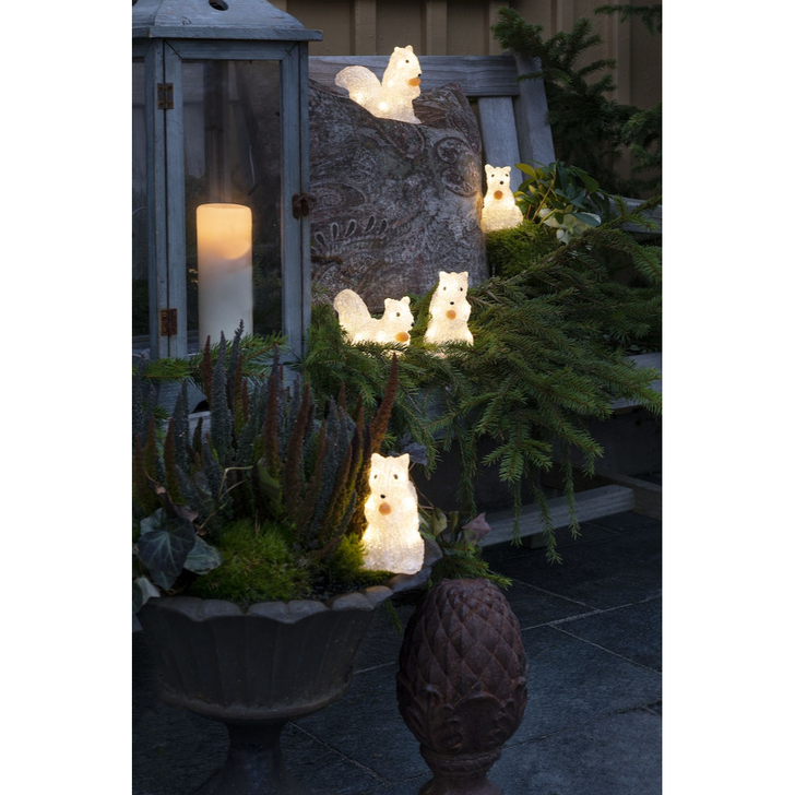 Konstsmide Outdoor 5 Piece Squirrel Set (12cm/8cm Each) In Warm White Complete With Transformer