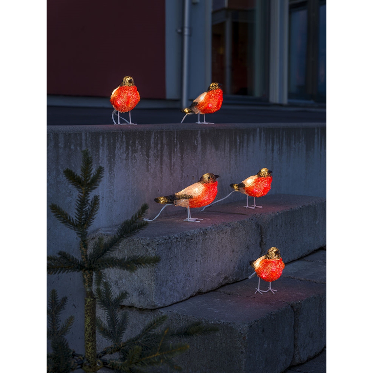 Konstsmide Outdoor Five Pice Bullfinch Bird Set (12cm Each) In Warm White Complete With Transformer