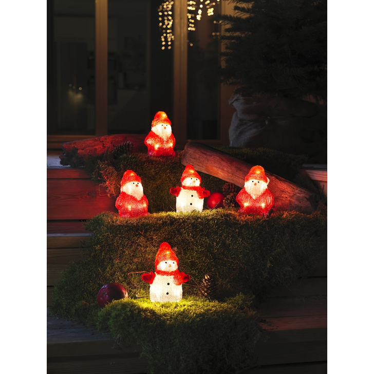 Konstsmide Outdoor Five Piece Snowman And Santa Set (13cm Each) In Warm White Complete With Transformer