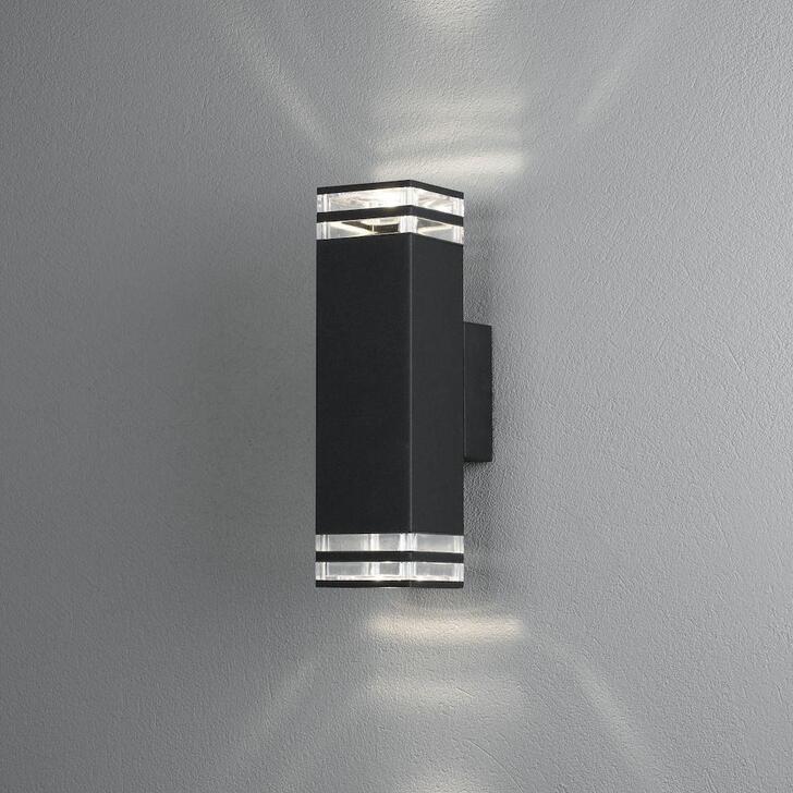 Konstsmide Pollux Matt Black Up And Down Large Exterior Wall Light