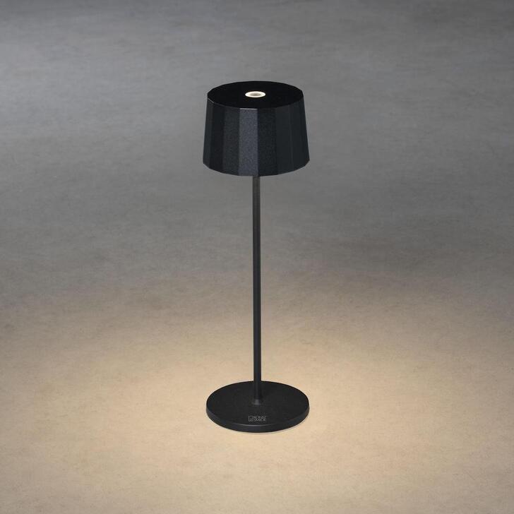 Konstsmide Portofino Black Portable Solar Dusk To Dawn Outdoor Lamp - IP54 - 2700K/3000K