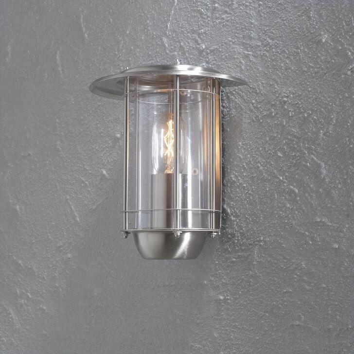 Konstsmide Trento Stainless Steel Exterior Wall Light Complete With Clear Acylic Lens