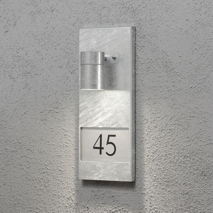 Kosnstmide Modena Downward Facing Galvanised Exterior Wall Light Complete With Numbers