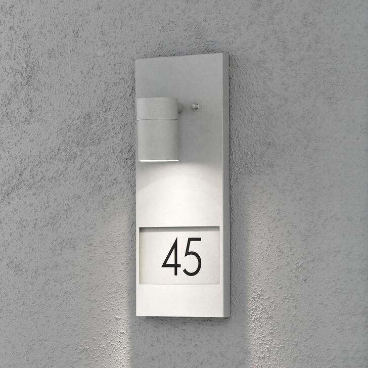 Kosnstmide Modena Downward Facing Grey Exterior Wall Light Complete With Numbers