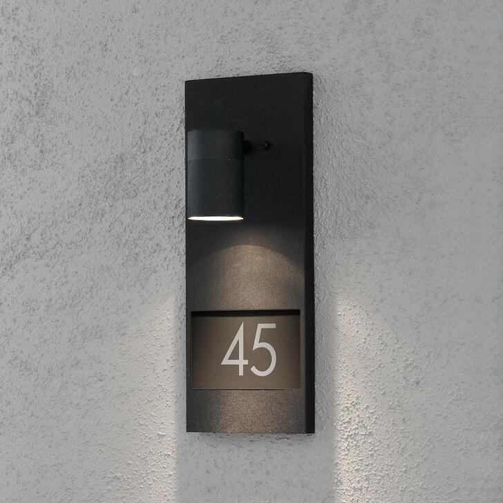 Kosnstmide Modena Downward Facing Matt Black Exterior Wall Light Complete With Numbers