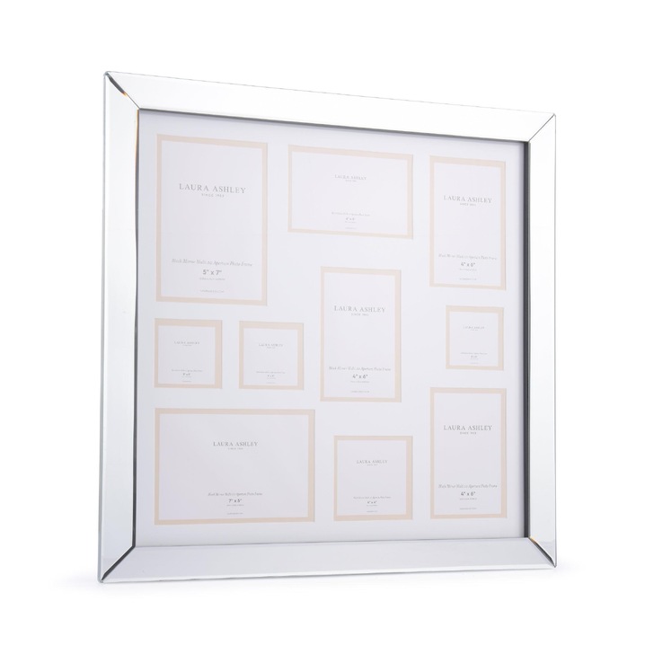 Laura Ashley 10 Block Aperture Photo Frame With Mirrored Edges