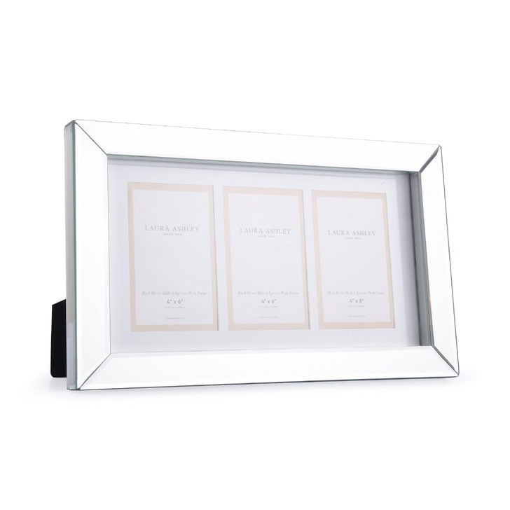 Laura Ashley 3 Block Aperture Photo Frame With Mirrored Edges - 3x 4x6