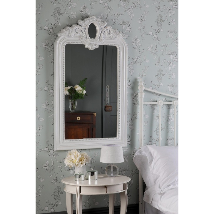 Laura Ashley Alana Rectangular Mirror With Distressed Ivory Detail