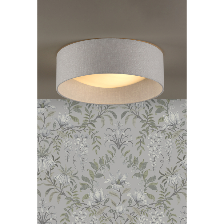 Laura Ashley Bacall 2 Light Flush Natural and White With Shade