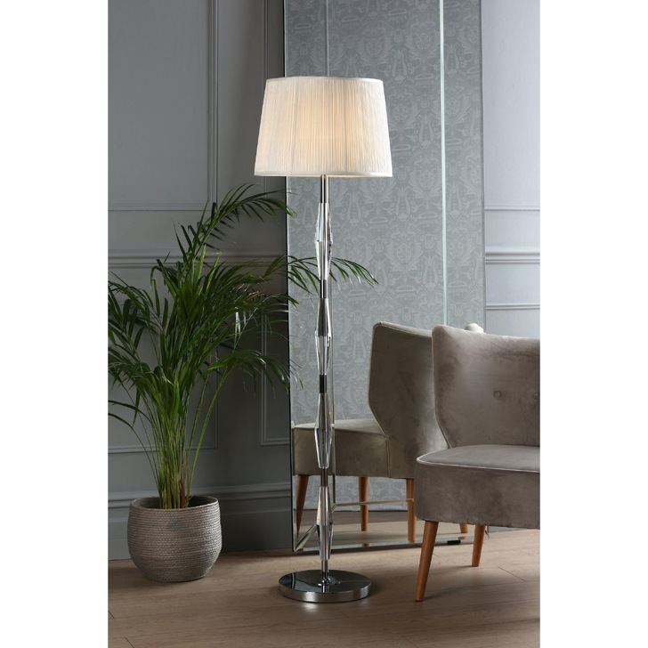 Laura Ashley Blake Polished Chrome Crystal Floor Lamp - Base Only