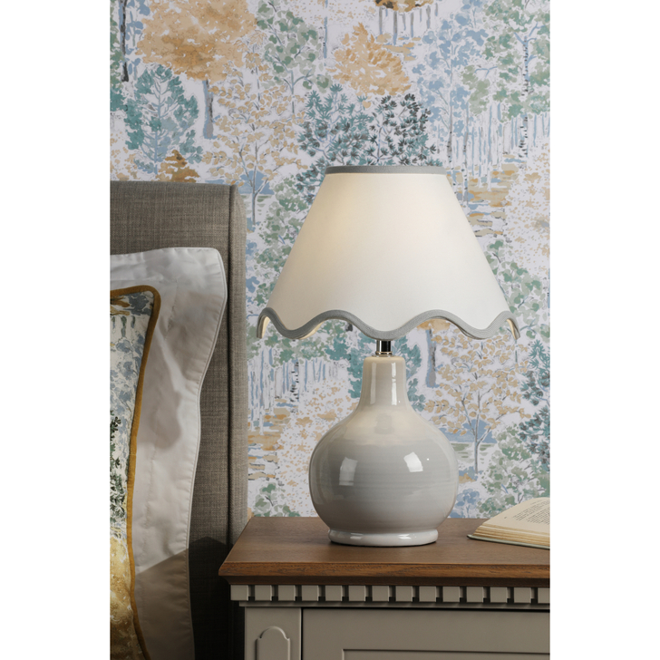 Laura Ashley Bramhope Table Lamp Grey Ceramic With Shade