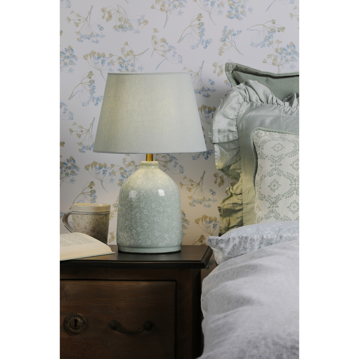 Laura Ashley Campion Table Lamp Blue Ceramic With Shade