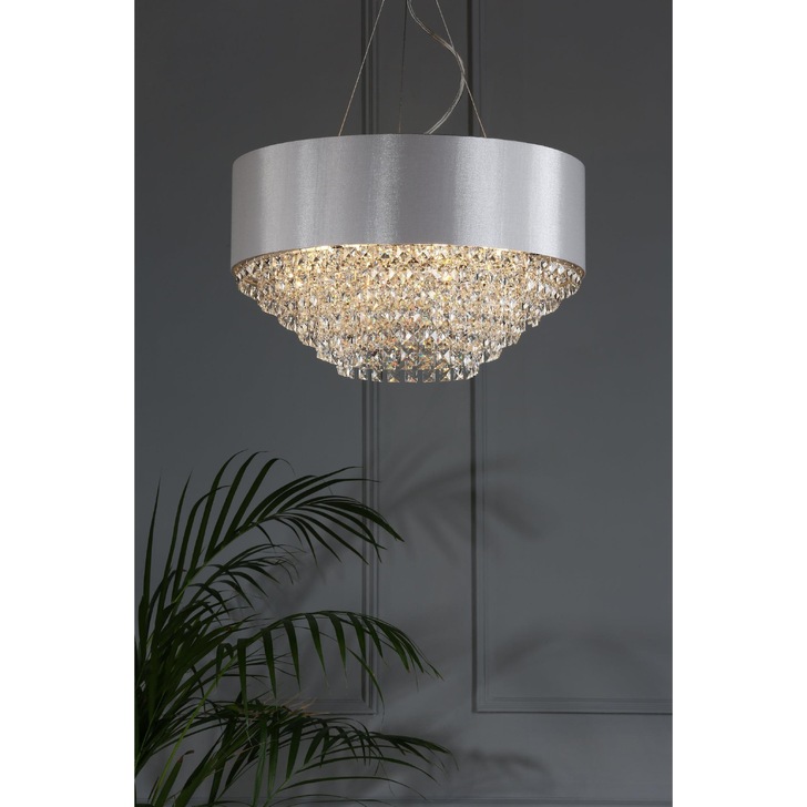 Laura Ashley Carrington 5 Light Crystal Pendant Complete With Grey Shade