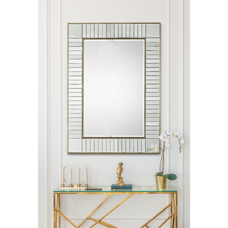 Laura Ashley Clemence Large Rectangular Mirror With Gold Leaf Detail