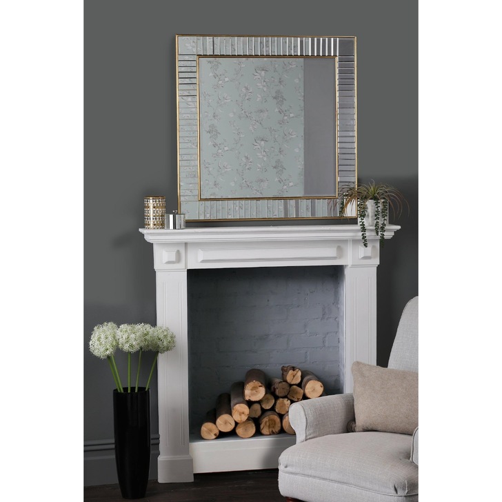 Laura Ashley Clemence Square Mirror With Gold Leaf Detail