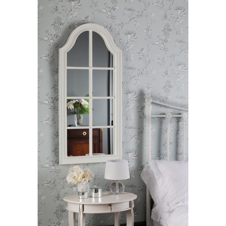 Laura Ashley Coombs Rectangular Mirror With Distressed Ivory Detail