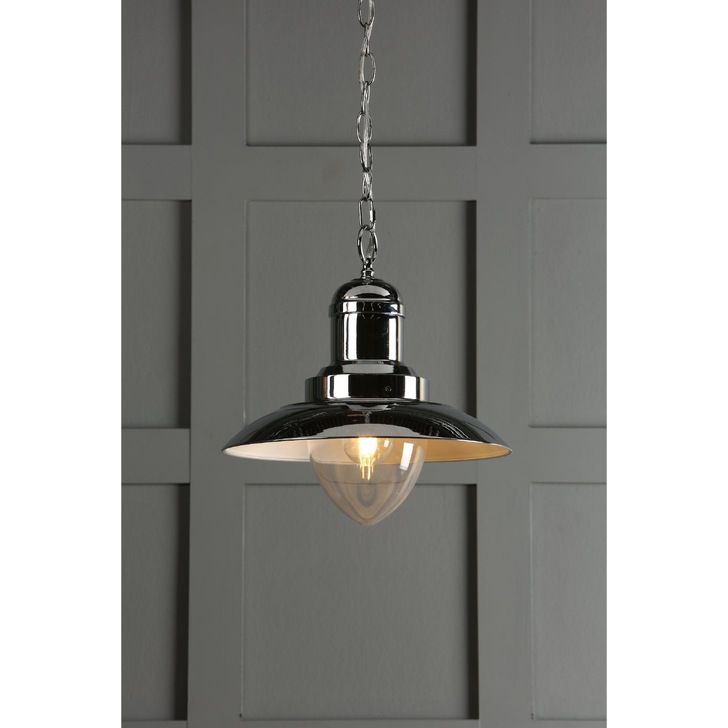 Laura Ashley Corbridge Polished Chrome Fisherman Pendant